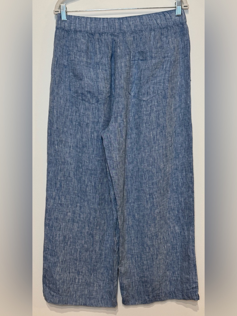 NEW Cynthia Rowley 100% Linen Wide Leg Blue Chambray Pants Size L - Picture 3 of 6